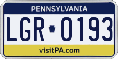 PA license plate LGR0193