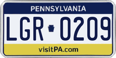 PA license plate LGR0209