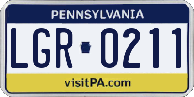 PA license plate LGR0211