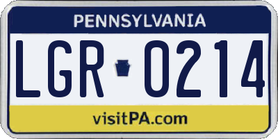 PA license plate LGR0214