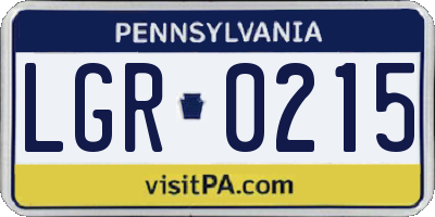 PA license plate LGR0215