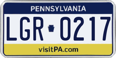 PA license plate LGR0217