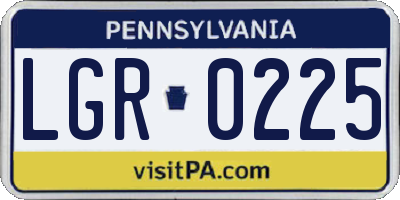PA license plate LGR0225