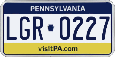 PA license plate LGR0227
