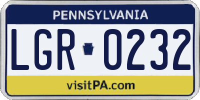 PA license plate LGR0232