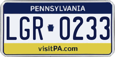 PA license plate LGR0233