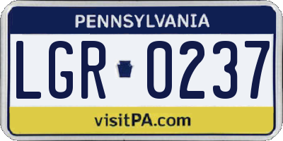 PA license plate LGR0237
