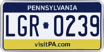 PA license plate LGR0239