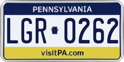 PA license plate LGR0262