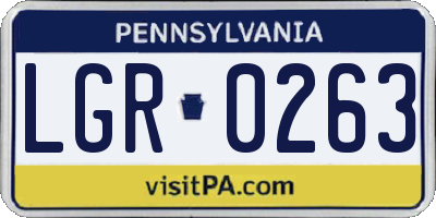 PA license plate LGR0263