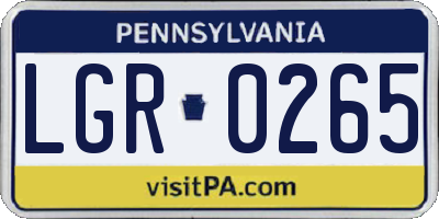PA license plate LGR0265