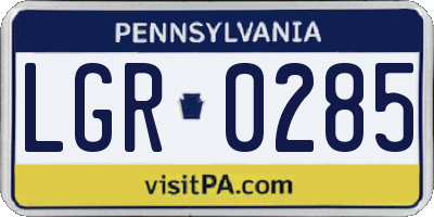 PA license plate LGR0285
