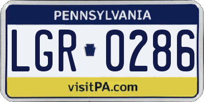 PA license plate LGR0286