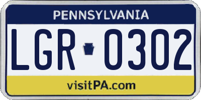 PA license plate LGR0302
