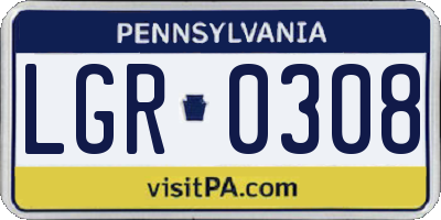 PA license plate LGR0308