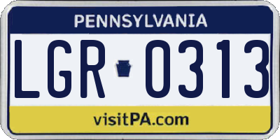 PA license plate LGR0313