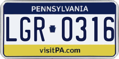 PA license plate LGR0316