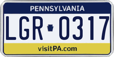 PA license plate LGR0317