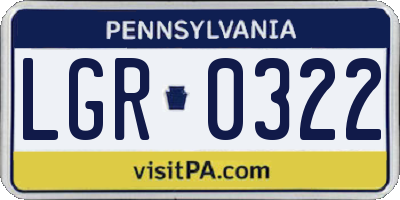 PA license plate LGR0322