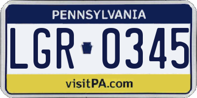 PA license plate LGR0345