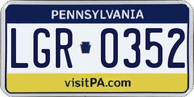 PA license plate LGR0352