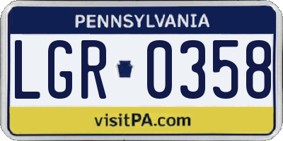 PA license plate LGR0358