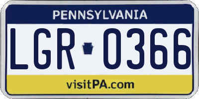 PA license plate LGR0366