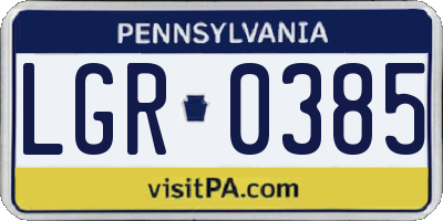 PA license plate LGR0385