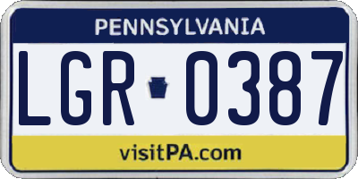 PA license plate LGR0387
