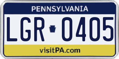 PA license plate LGR0405