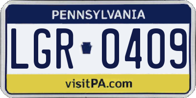 PA license plate LGR0409