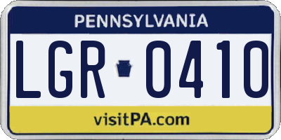 PA license plate LGR0410