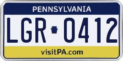 PA license plate LGR0412