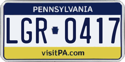 PA license plate LGR0417