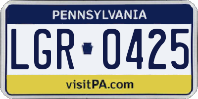 PA license plate LGR0425