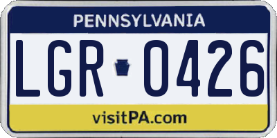 PA license plate LGR0426