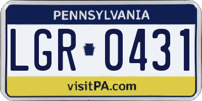 PA license plate LGR0431