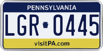 PA license plate LGR0445