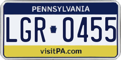 PA license plate LGR0455