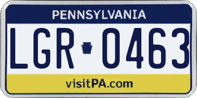 PA license plate LGR0463