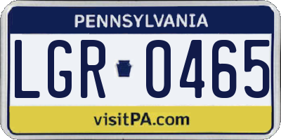 PA license plate LGR0465