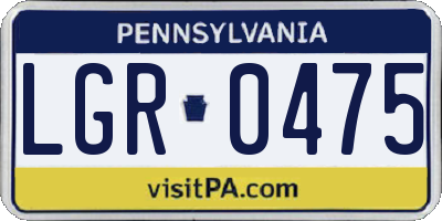 PA license plate LGR0475