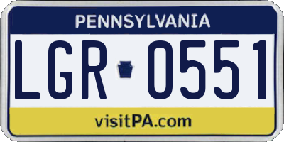 PA license plate LGR0551