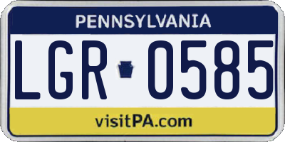 PA license plate LGR0585