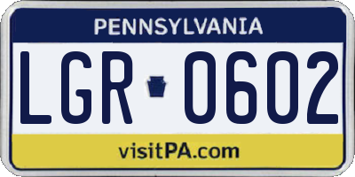 PA license plate LGR0602