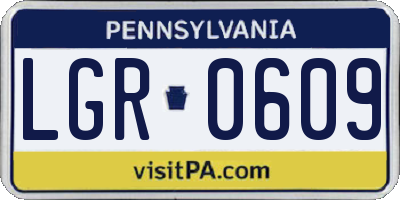 PA license plate LGR0609