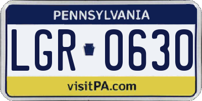 PA license plate LGR0630