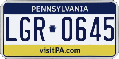PA license plate LGR0645