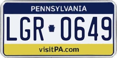 PA license plate LGR0649