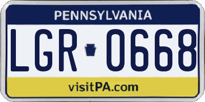 PA license plate LGR0668